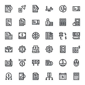Expense Icon Set with 36 Bold Line High Resolution PIXEL Perfect Graphics vector