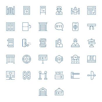 salida completar paquete con 32 128x128 Delgado línea píxel Perfecto íconos vector