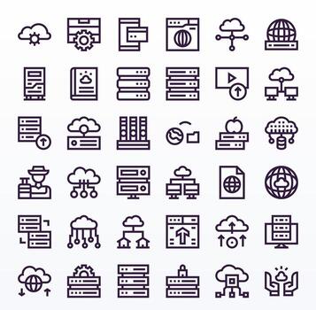 36 Bold Line Grid Fitted Icons tailored for Hosting Retina Ready interface vector
