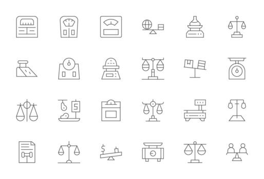 24 Icons inspired by Weighing in Display Perfect 128x128 Thin Line quality vector
