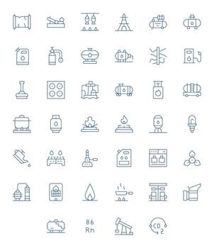 40 PIXEL Perfect High Resolution Icons for Gas in elegant Thin Line design vector