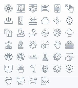 Control Design Icons featuring 40 Detail Enhanced Thin Line Style vector