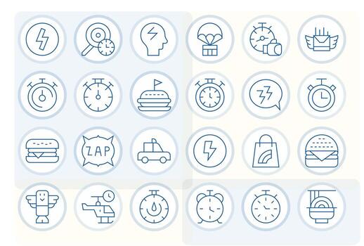 rápido profesional conjunto con 24 Delgado línea editable alto resolución íconos vector