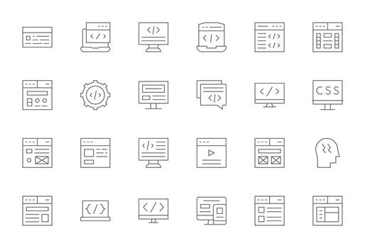 Html Graphics featuring 24 Thin Line Grid Fitted High Resolution Designs vector