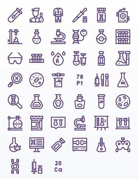 Lab Icon Arsenal with 45 High Resolution Bold Line Grid Fitted designs vector