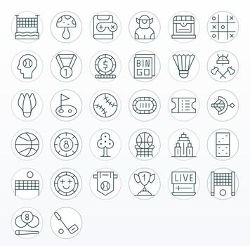 32 Display Perfect 256x256 Icons for Game in elegant Thin Line design vector