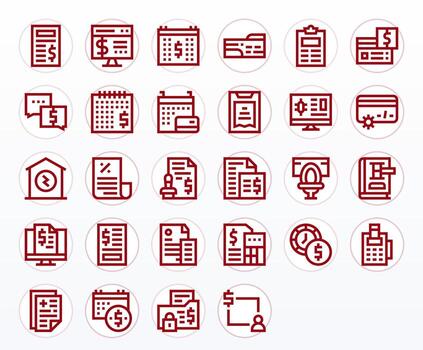 28 Bold Line Pixel Optimized Icons tailored for Billing 128x128 interface vector