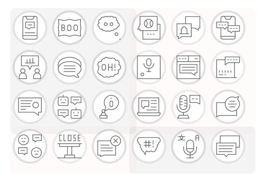 24 Thin Line Icons designed for Dialog in 128x128 Editable format vector