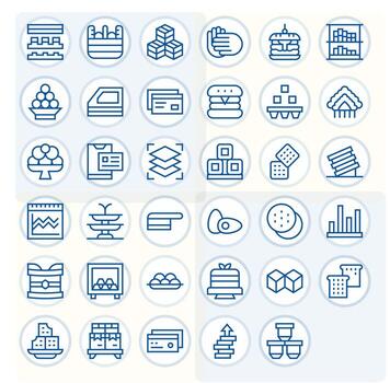 35 128x128 Regular Line Icons optimized for Stacked Editable display vector