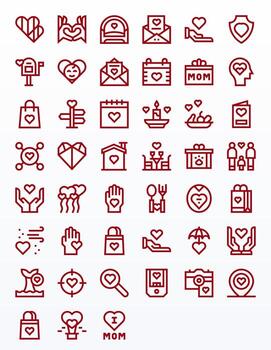 Affection Premium Bundle with 45 High Resolution Display Perfect Bold Line Icons vector
