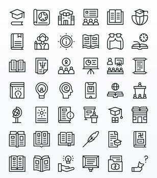 42 detalle mejorado regular línea íconos diseñado para conocimiento interfaz vector