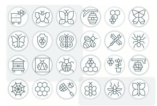 24 Icons for Insect featuring High Resolution Pixel Optimized Thin Line Graphics vector