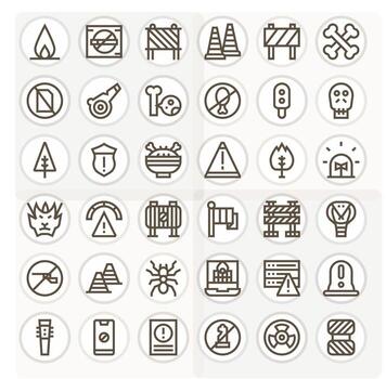 Caution Icon Toolkit featuring 36 Pixel Aligned High Resolution Bold Line elements vector
