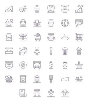 Al por menor icono conjunto con 40 Delgado línea 64 x 64 monitor Perfecto gráficos vector