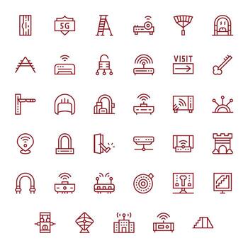 35 64x64 Grid Fitted Icons for Access Point in Regular Line Theme vector