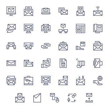 enviar icono conjunto con 35 regular línea 128x128 editable gráficos vector