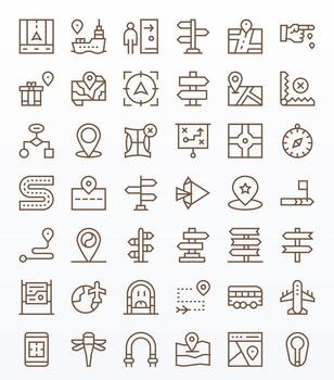 42 Display Perfect Regular Line Icons from Route Collection vector