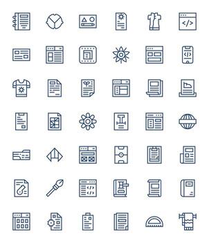 42 Regular Line Pixel Optimized Designs for Template 128x128 Icons vector