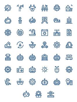 45 cuadrícula equipado negrita línea íconos diseñado para automatización interfaz vector