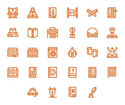 28 Pixel Optimized Bold Line Icons designed for Book Interface vector