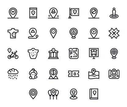 28 128x128 Bold Line Icons optimized for Spot Editable display vector