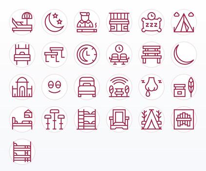 25 Pixel Optimized Regular Line Icons designed for Rest Interface vector