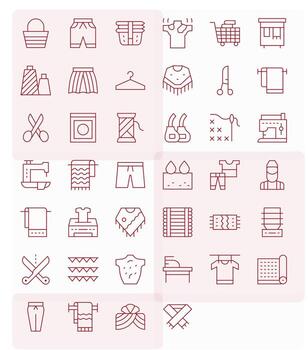 40 Icons for Fabric optimized in Pixel Optimized 64x64 Thin Line resolution vector