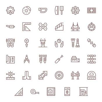 35 Regular Line Icons for Engineering in crisp 256x256 Detail Enhanced resolution vector