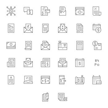 32 256x256 Thin Line Icons for Invoice with Pixel Optimized precision vector