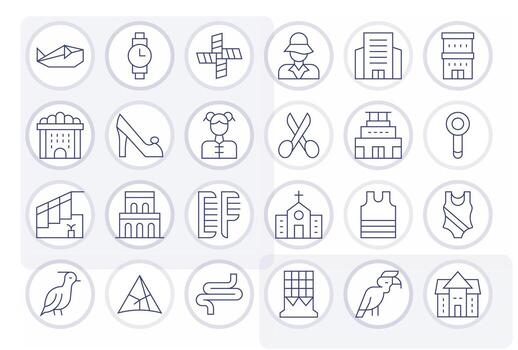 24 Thin Line Icons designed for Lineart in 128x128 Display Perfect format vector