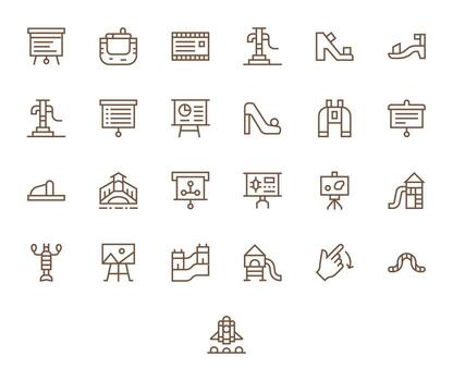 Slide Icon Toolkit featuring 25 Detail Enhanced 64x64 Regular Line elements vector