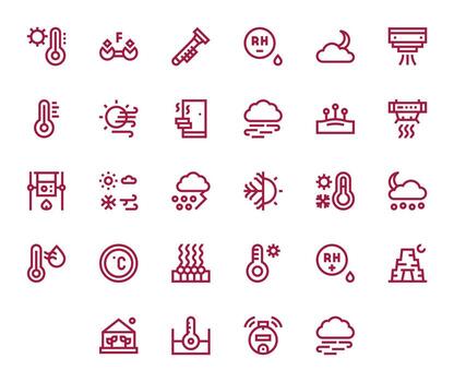 28 256x256 Bold Line Icons for Temperature with Pixel Aligned precision vector