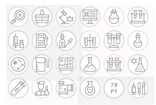 24 Thin Line Pixel Aligned Icons for Lab Graphics vector