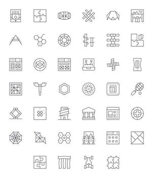 Thin Line Style Framework Icons with 40 Retina Ready PIXEL Perfect Designs vector