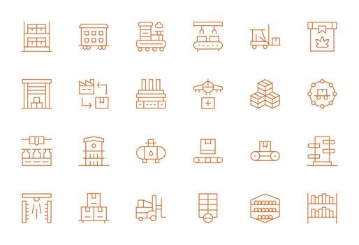24 Icons inspired by Supply Chain in Display Perfect High Resolution Thin Line quality vector