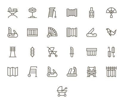 25 64 x 64 regular línea íconos optimizado para plegable detalle mejorado monitor vector