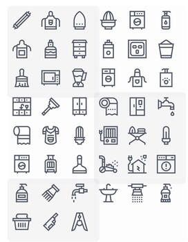 45 Icons for Household optimized in Pixel Optimized 64x64 Bold Line resolution vector