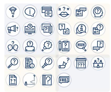 28 Icons for Clarification optimized in Pixel Optimized 64x64 Bold Line resolution vector