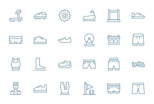 24 Pixel Aligned Icons themed around Running in High Resolution Thin Line format vector