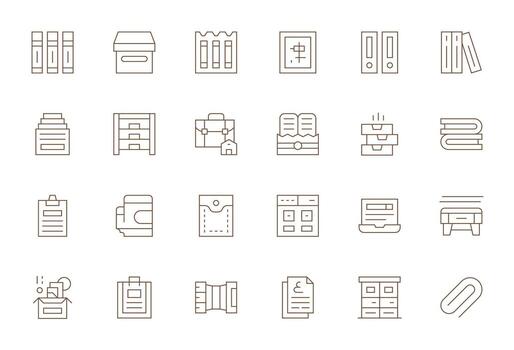 24 64x64 Icons for Filing in Editable Thin Line Format vector