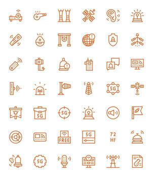 42 Retina Ready Pixel Aligned Icons for Signal in Regular Line Theme vector