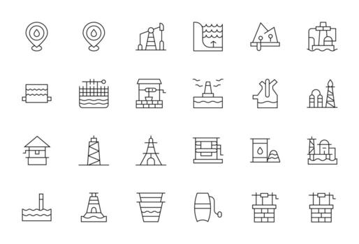 bien icono conjunto con 24 Delgado línea 64 x 64 píxel Perfecto gráficos vector