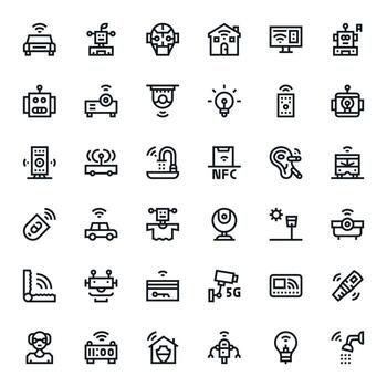 Smart Essential Set including 36 Pixel Optimized Bold Line High Resolution Icons vector