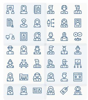 42 Regular Line Pixel Aligned Icons for Client Graphics vector