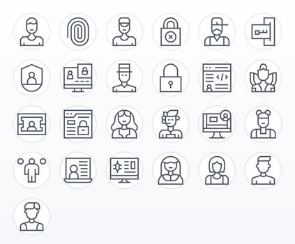 25 Regular Line Pixel Optimized Icons tailored for Login Retina Ready interface vector