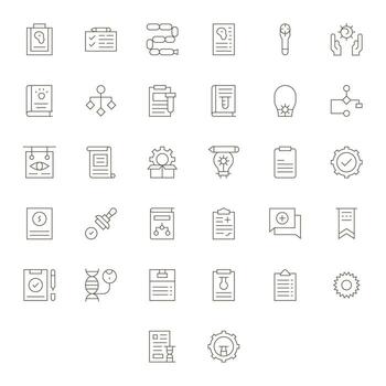 32 Icons inspired by Procedure in Pixel Aligned 256x256 Thin Line quality vector