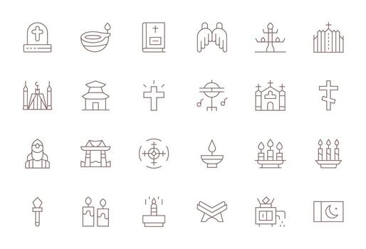 24 Icons for Holy optimized in Editable Retina Ready Thin Line resolution vector