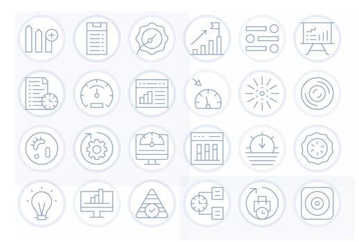 Progress Bar Scalable Set featuring 24 Detail Enhanced Thin Line 64x64 Icons vector