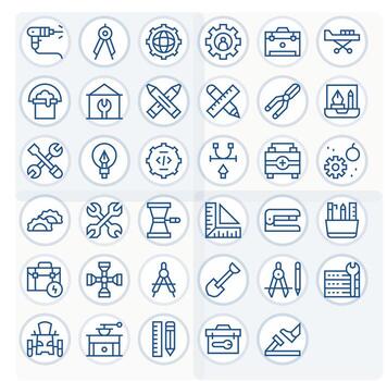 Tools Graphics Pack including 35 Regular Line 256x256 PIXEL Perfect Icons vector