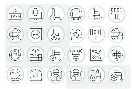 Thin Line Pixel Aligned Icons from Accessibility Set with 24 64x64 Icons vector